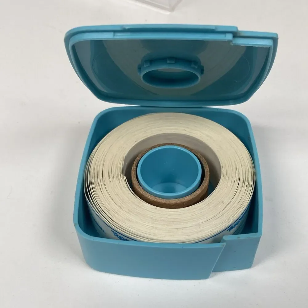 Tupperware Vintage Label Dispenser with Roll of Freezer Labels Blue Aqua